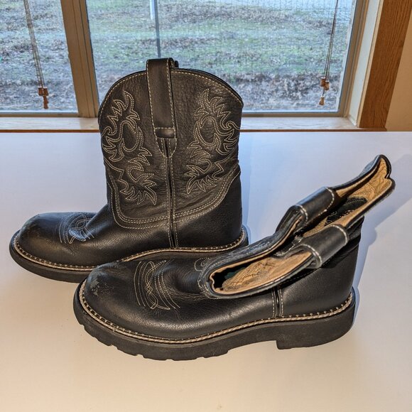 Ariat Women's Size 8.5 Fat Baby Black Leather Western Boots - Picture 4 of 4